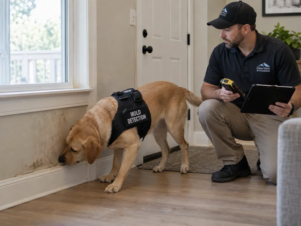 Mold Detection Dog at Work