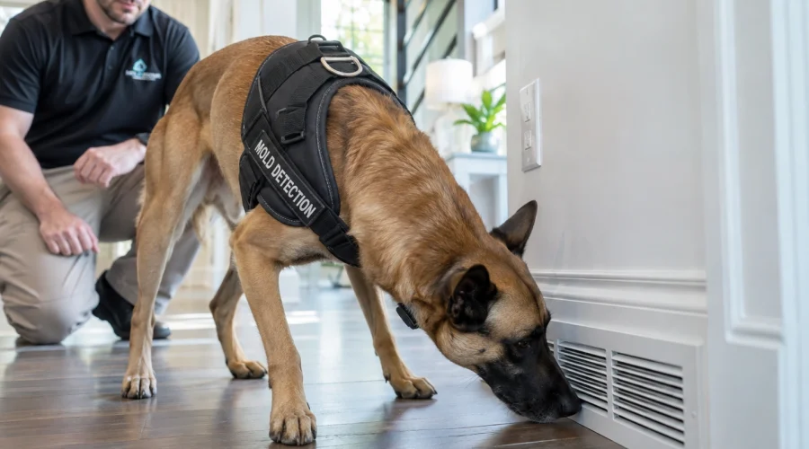 Mold Detection Dog Inspecting Vent