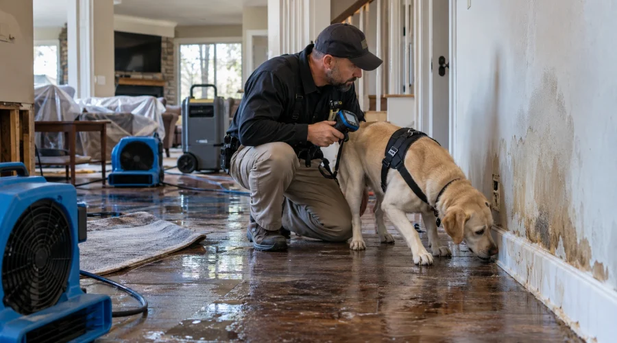 Water Damage Inspection with Detection Dog